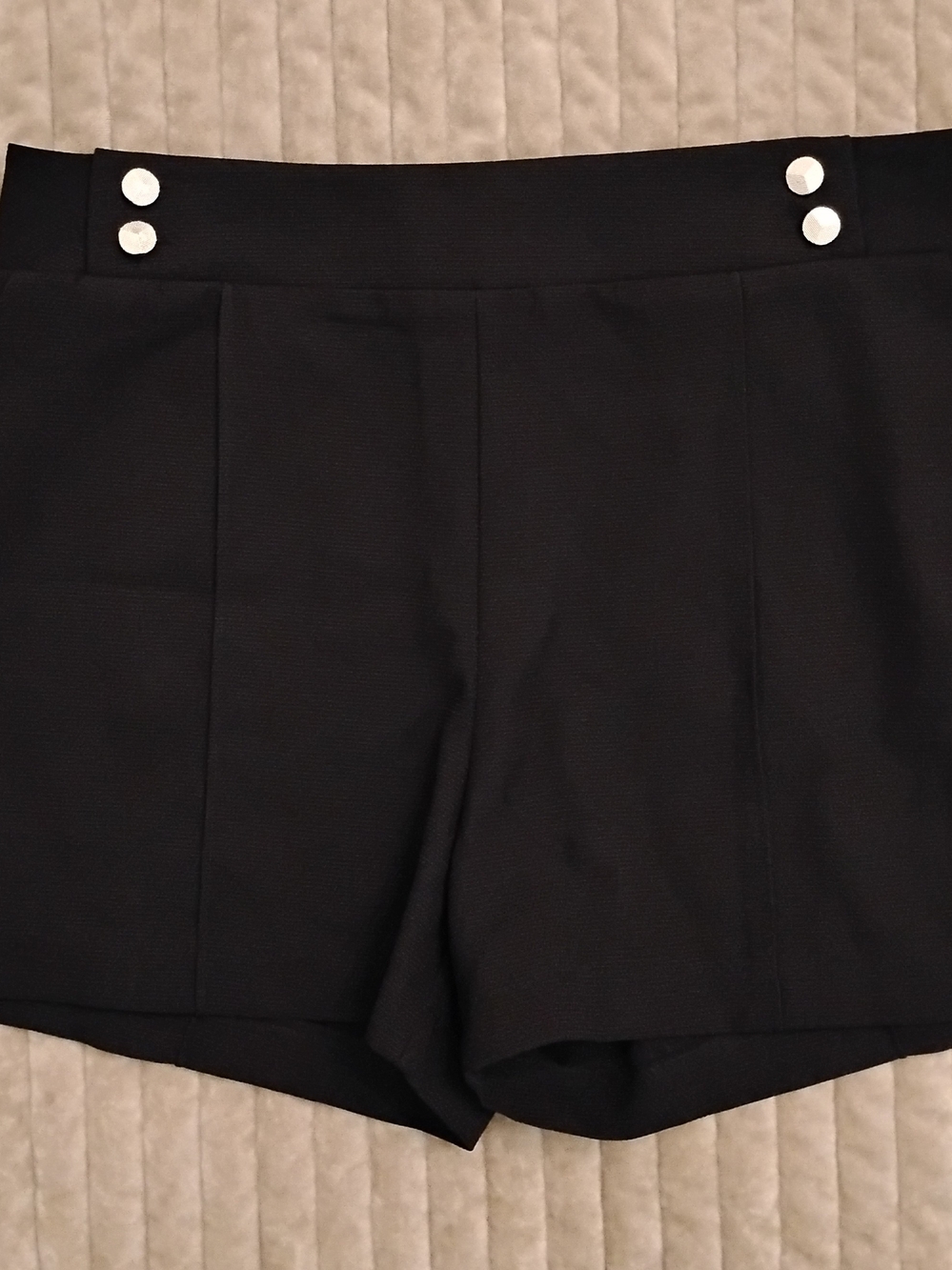Sophie Rue Black High-Waist Button Accent Shorts
